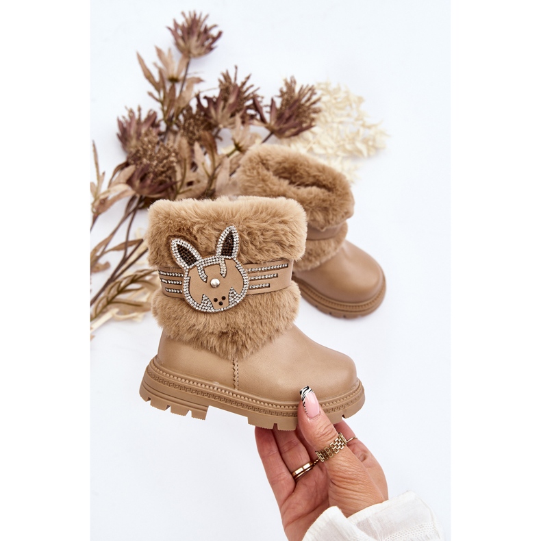 Botas de neve infantis bege Lunami com pele 2 Botas de neve infantis bege Lunami com pele 2