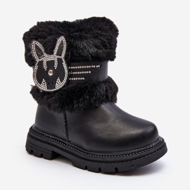 Botas infantis de neve com pelo, Black Lunami preto 1
