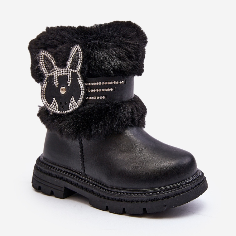 Botas infantis de neve com pelo, Black Lunami preto 1