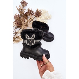 Botas infantis de neve com pelo, Black Lunami preto 2