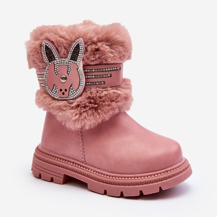Botas de neve infantis rosa Lunami com pele 1