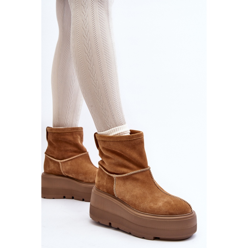 Botas femininas de couro com sola maciça camelo Zazoo 3424 castanho 1