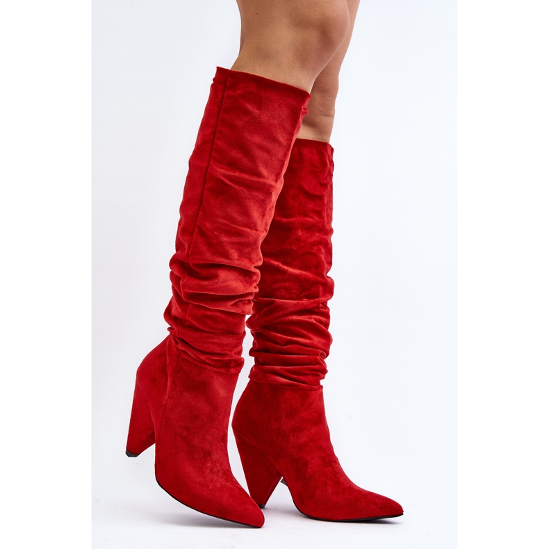 Botas femininas de camurça Lu Boo vermelhas vermelho 1