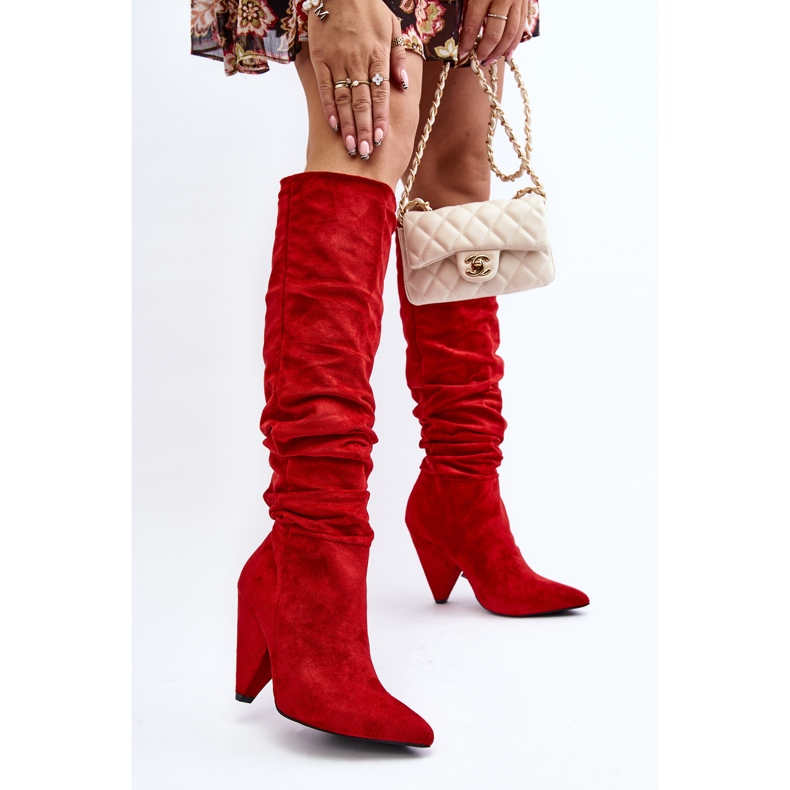 Botas femininas de camurça Lu Boo vermelhas vermelho 2