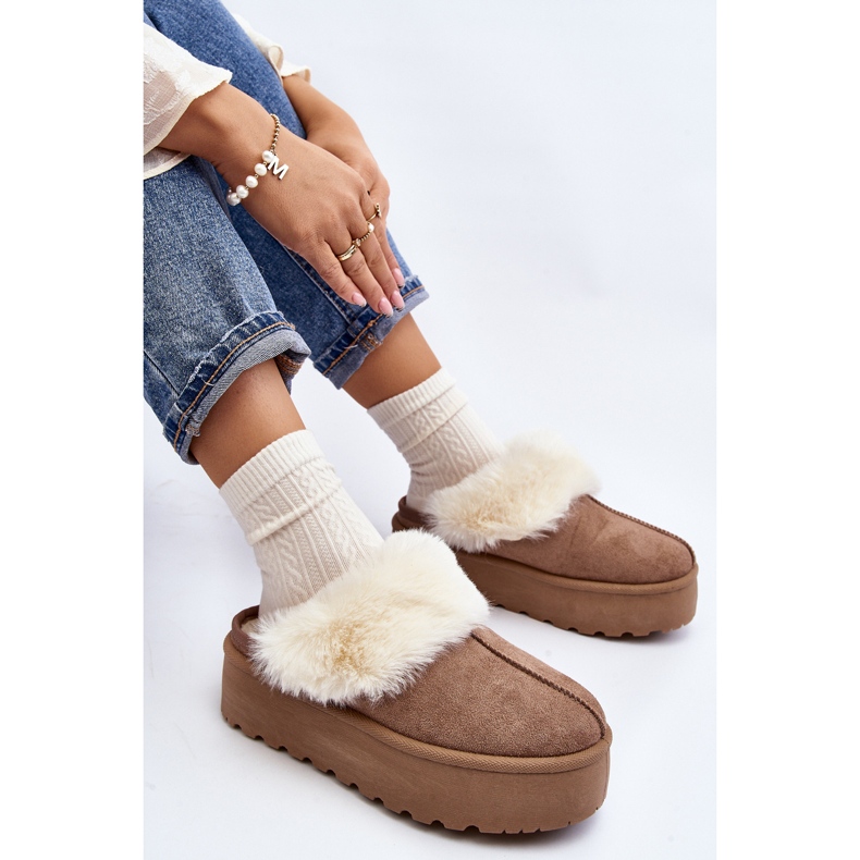 Botas de neve femininas Khaki Starlyn com sola grossa bege 1