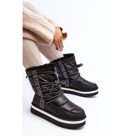 Botas femininas de neve com cadarço pretas Lilara preto 2