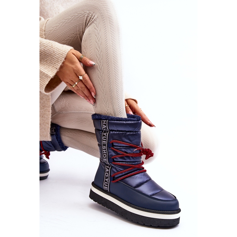 Botas de neve femininas com atacadores azul marinho Lilara 1
