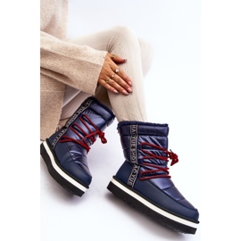 Botas de neve femininas com atacadores azul marinho Lilara 2
