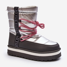 Botas de neve femininas com cadarço Lilar prateado prata 2