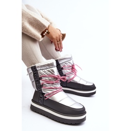 Botas de neve femininas com cadarço Lilar prateado prata 1