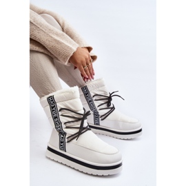 Botas de neve femininas com cadarço branco Lilara 2