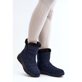 Botas de neve femininas com zíper e pele, Zeuna Azul Marinho 2 Botas de neve femininas com zíper e pele, Zeuna Azul Marinho 2