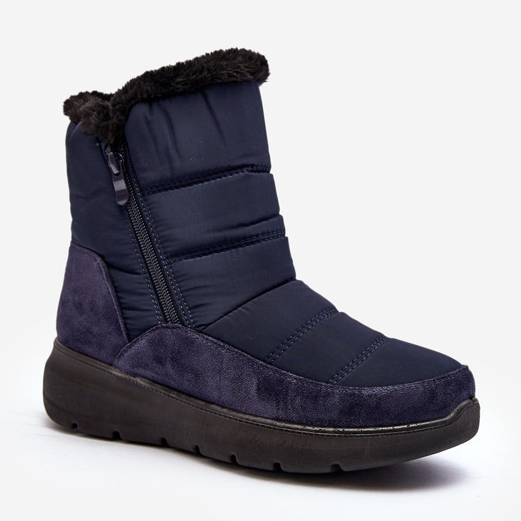 Botas femininas de neve com pele, Azul Marinho Primose 1