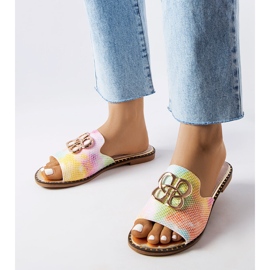 Goodin Lea slides com fivela arco-íris multicolorido 1