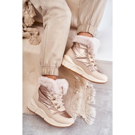 NEWS Botas de neve feminina renda -up com leis de peles bege 2