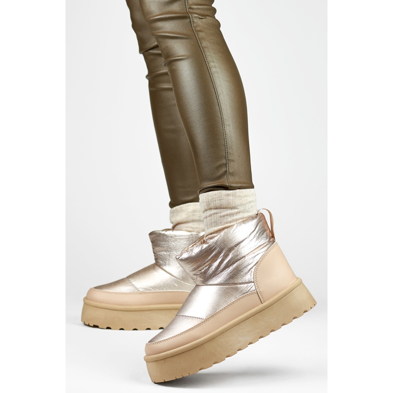 Botas femininas de neve de inverno com plataforma bege 1