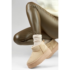 Botas de neve femininas bege com plataforma 1