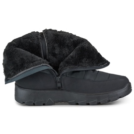 Botas confortáveis ​​para neve de inverno, zíperes com isolamento espesso preto 1