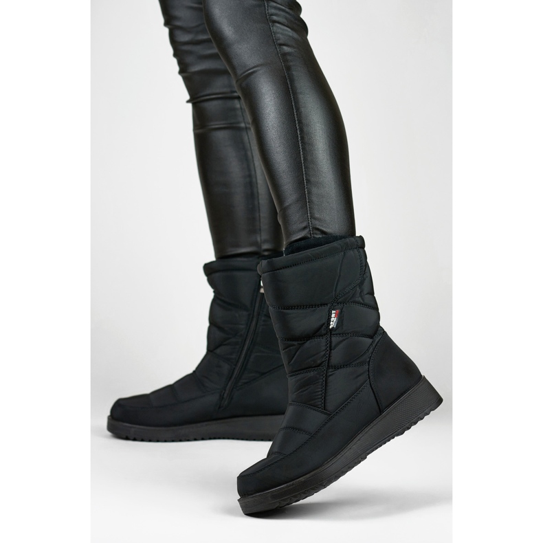 Botas femininas de neve com isolamento, pele acolchoada, plataforma baixa preto 1