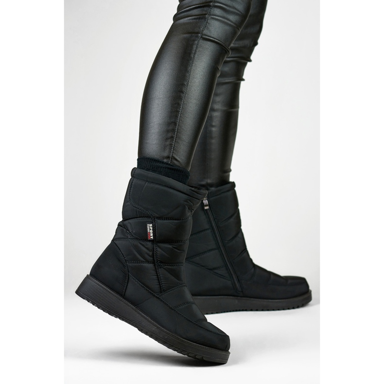 Botas femininas de neve com isolamento, pele acolchoada, plataforma baixa preto 2 Botas femininas de neve com isolamento, pele acolchoada, plataforma baixa preto 2