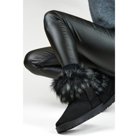 Botas de neve femininas negras com pele, sapatos de inverno para o inverno preto 1