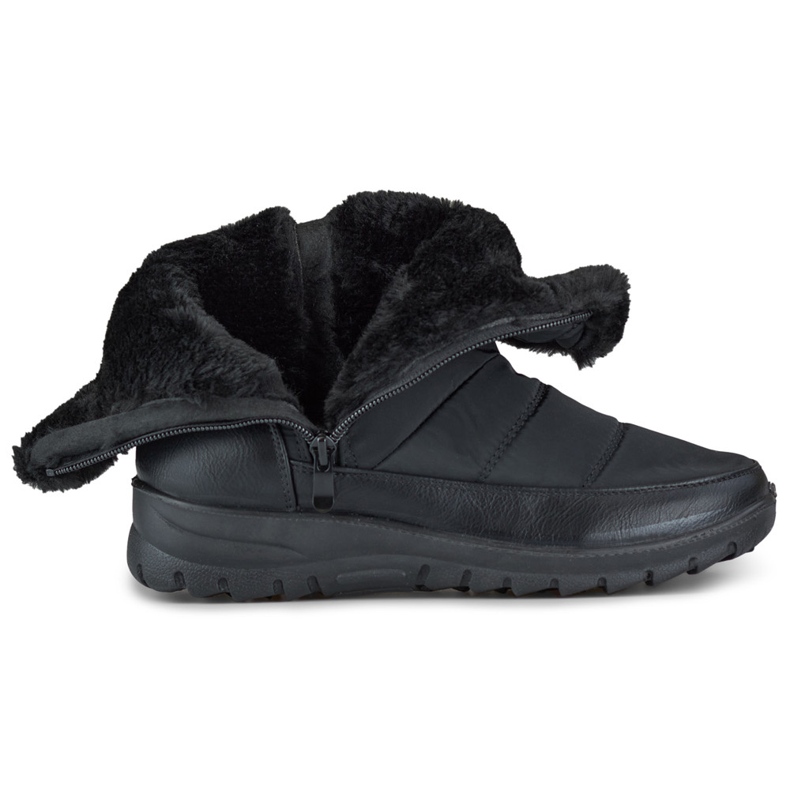 Botas femininas de neve com pele, botas confortáveis preto 1