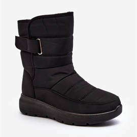 Botas de neve femininas com isolamento de velcro pretas Jawora preto 1