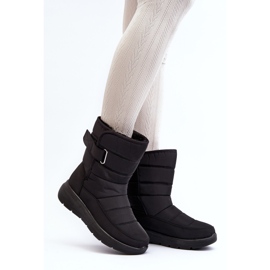 Botas de neve femininas com isolamento de velcro pretas Jawora preto 2