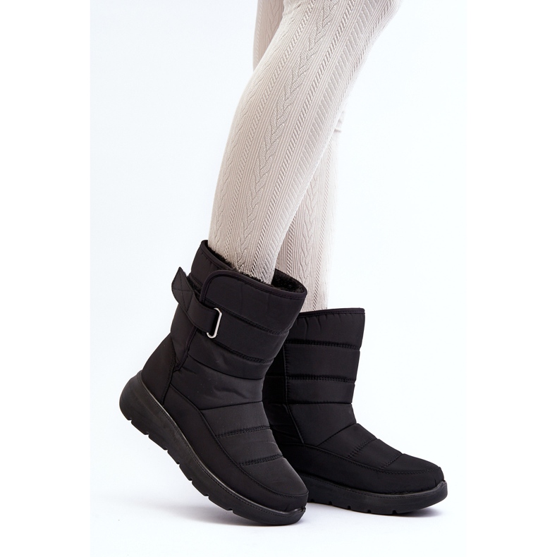 Botas de neve femininas com isolamento de velcro pretas Jawora preto 2