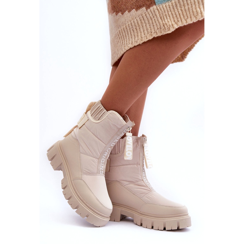 NEWS Botas femininas de neve com isolamento alto bege Freoc 2