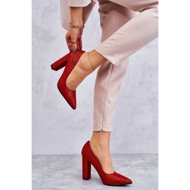 Bombas de salto alto vermelhas brilhantes e brilhantes vermelho 2