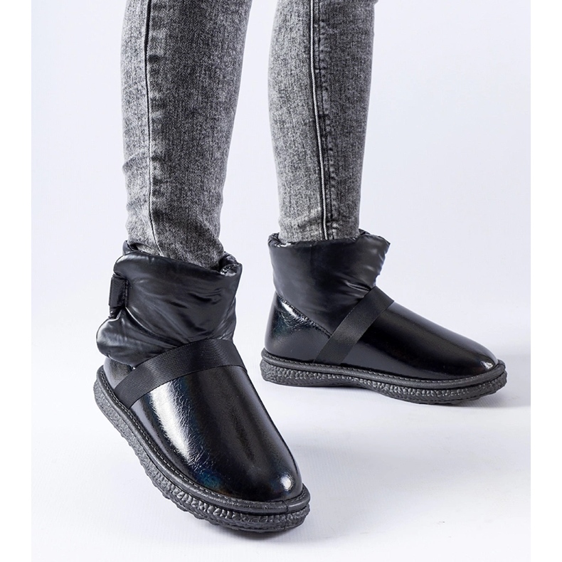 Botas de neve curtas Delaune pretas brilhantes preto 1