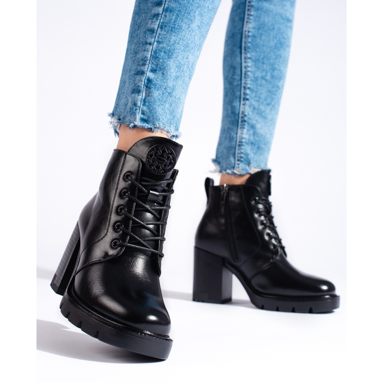 W. Potocki Botins pretos de salto alto Potocki feminino 2