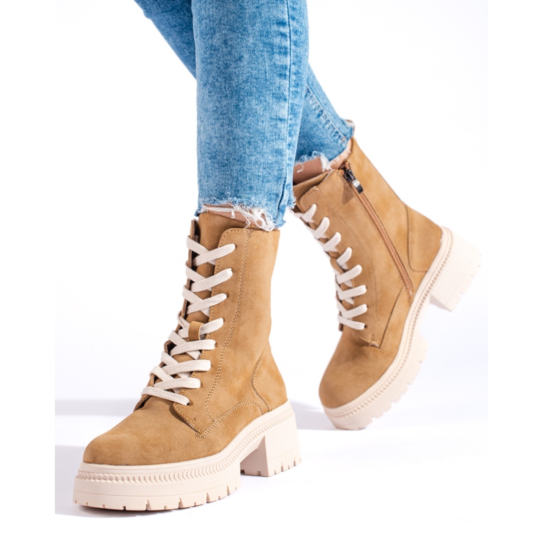 W. Potocki Botins camel com cadarço Potocki marrom 1