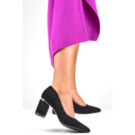 Sapatos de salto alto em camurça negra para mulher preto 1