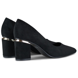 Sapatos de salto alto em camurça negra para mulher preto 2