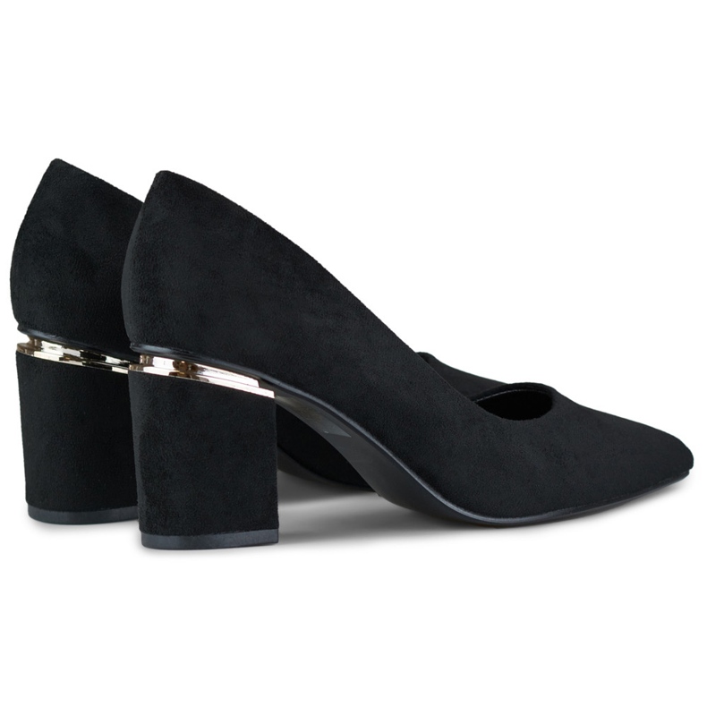 Sapatos de salto alto em camurça negra para mulher preto 2