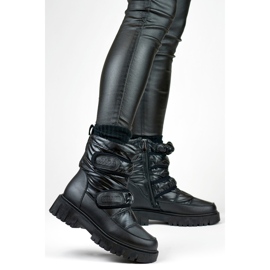 Laila botas de neve femininas quentes com velcro preto 3