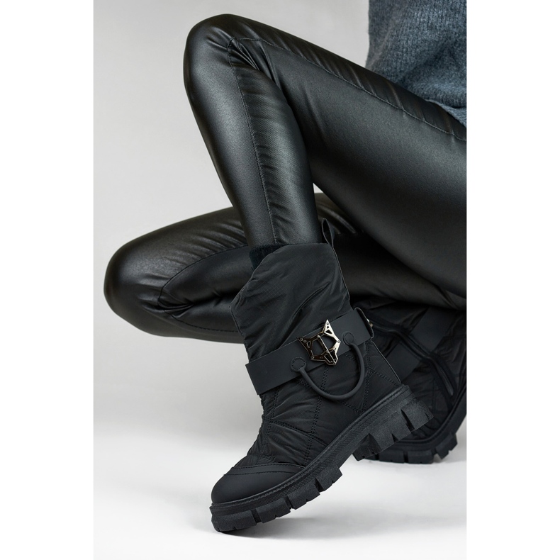 Botas altas femininas de inverno, botas de neve com isolamento, pretas preto 1