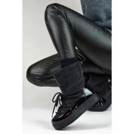 Botas de neve femininas negras com sola grossa, sapatos de inverno preto 1