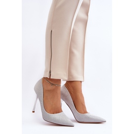 Salto alto prateado brilhante da Tiberon prata 2