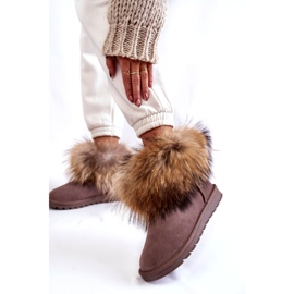 Botas de neve femininas em camurça cinza Alexa com pele bege 2