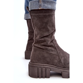 Botas de trabalho com salto plano cinza Divella 3