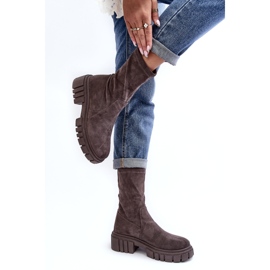 Botas de trabalho com salto plano cinza Divella 2 Botas de trabalho com salto plano cinza Divella 2