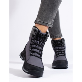 Botas de neve de mulher DK cinza com atacadores preto 2