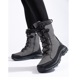 Tênis de trekking feminino com cadarço DK à prova d'água cinza 1