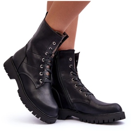 Botas de couro ecológico Trabalhadores negros femininos preto 4