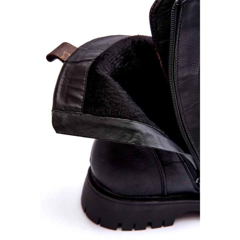 Botas de couro ecológico Trabalhadores negros femininos preto 1