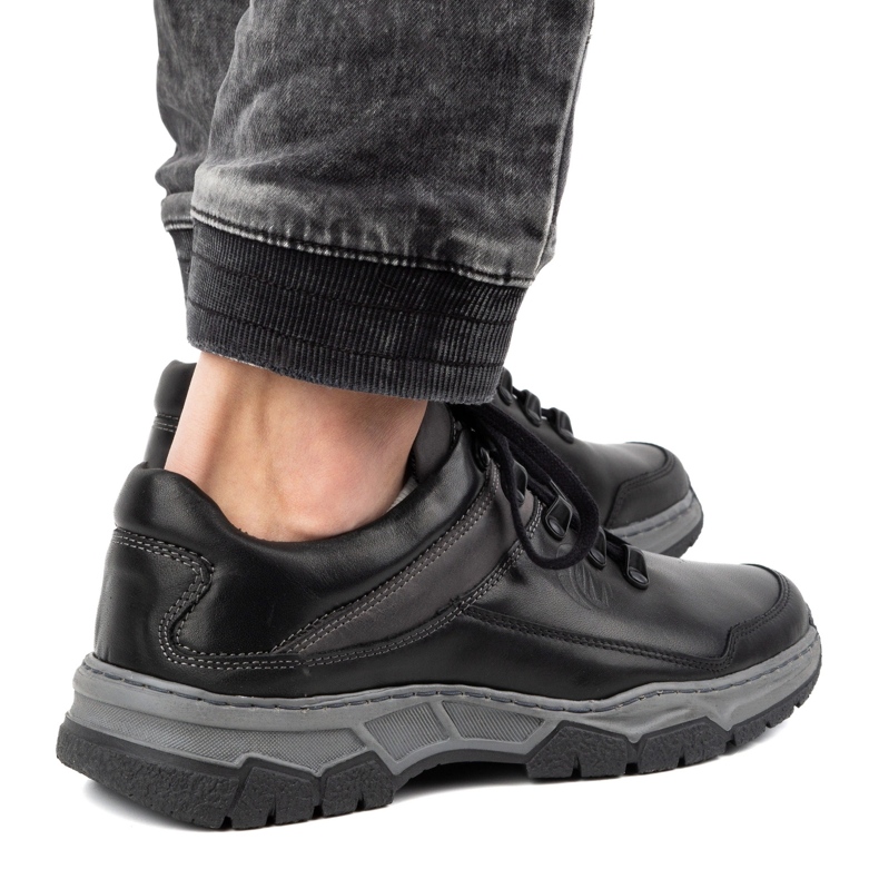 Olivier Sapatos casuais de homem em pele 842MA preto 2