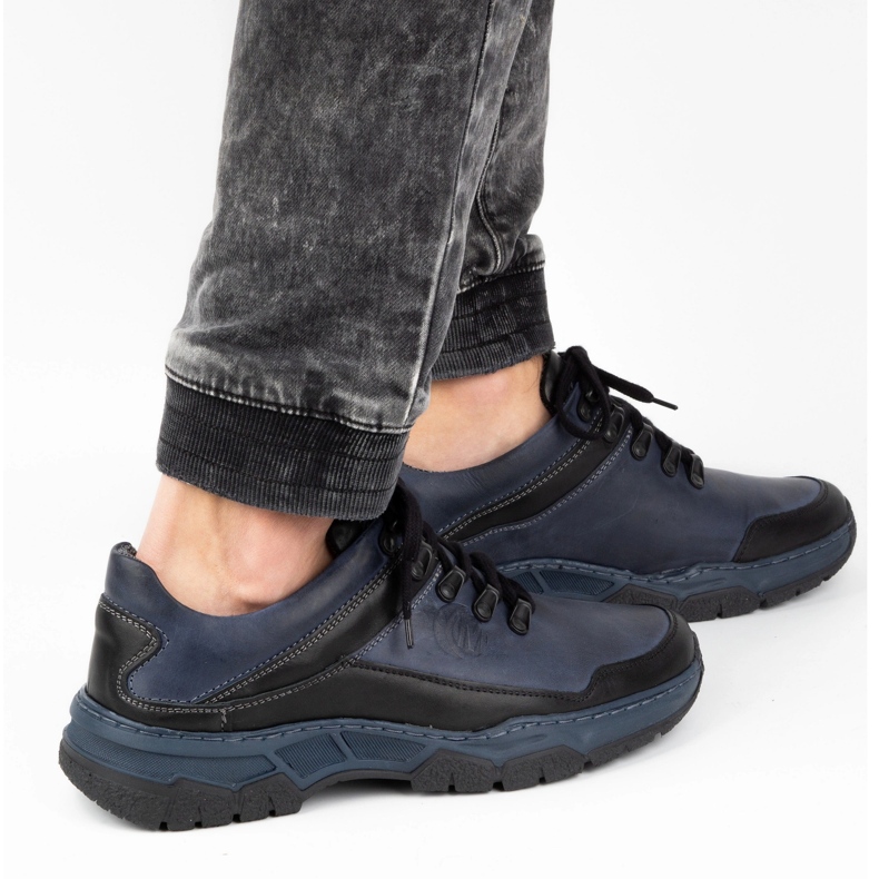 Olivier Sapatos casuais de homem em pele 842MA azul marinho 2